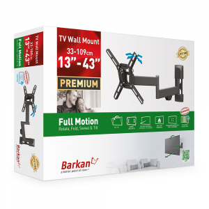 Wall Mount Barkan ''2400'' Black 13" - 39" Full Motion, max.25kg, VESA mm: up to 200x200mm