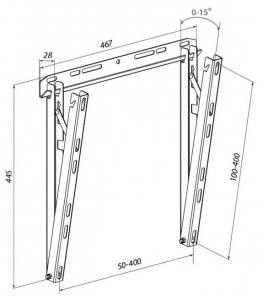 Wall Mount KSL "WM449N" Black 32"-50", max.25kg, VESA max:200x200; +15°, TV-wal:28mm