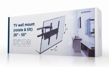 Wall Mount  Gembird "WM-55RT-03" Black 26"-55", 50kg, VESA:up 400x400, Wall distance:125-470mm