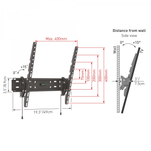 Wall Mount Barkan ''31H'' Black 19" - 65" Tilt, max.50kg, VESA mm: up to 400x400mm