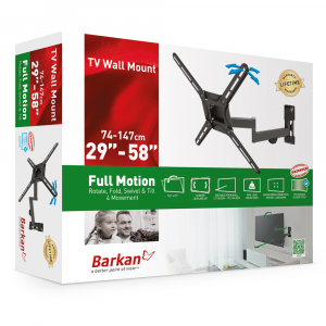 Wall Mount Barkan ''3420'' Black 13"-60" Full Motion, max.25kg, VESA mm: up to 400x400mm