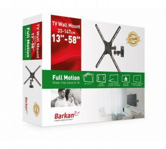 Wall Mount Barkan ''E3423'' Black 13"-58" Full Motion, max.40kg, VESA mm: up to 400x400mm