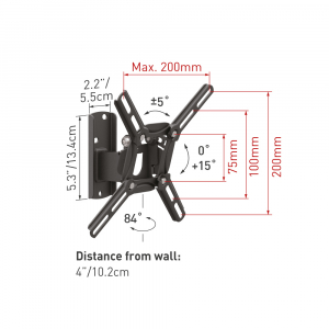 Wall Mount Barkan ''2200'' Black 13" - 39" Swivel, max.30kg, VESA mm: up to 200x200mm