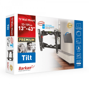 Wall Mount Barkan ''E210+'' Black 13" - 39" Tilt, max.40kg, VESA mm: up to 200x200mm