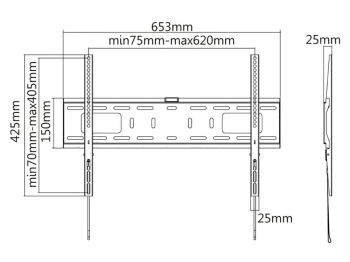 Wall Mount Reflecta PLANO Flat 70-6040, Black, 37''-70'', Fixed, VESA up to 600x400, max.50 kg