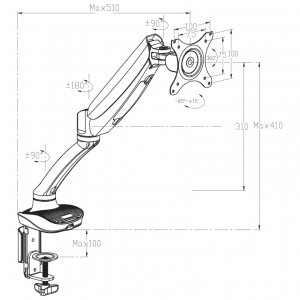 Table/desk stand for  monitor Reflecta FLEXO DeskPro 27-1010L 12"-27", 75x75,100x100, Max.9kg