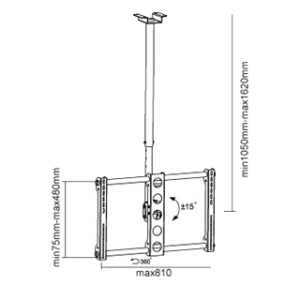 Ceiling Mount  Reflecta PALLAS XL, Black, 32"-63" , Tilt, VESA up to 400x400, max.75kg,