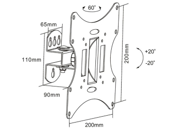 Wall Mount Reflecta FLEXO 40-100B, Black, 23''-42'', Tilt/Swivel, VESA up to 200x200, max.30 kg