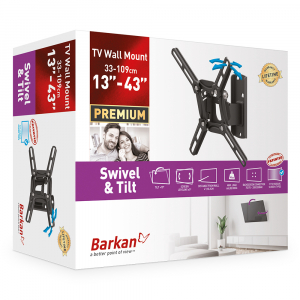 Wall Mount Barkan ''2200'' Black 13" - 39" Swivel, max.30kg, VESA mm: up to 200x200mm