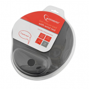 Mouse Pad Gembird MP-GEL-GR, 240 × 220 × 4mm, Cloth, Gel wrist support, Grey