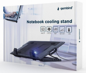 Notebook Cooling Pad Gembird NBS-1F17T-01, up to 17'', 1x150 mm fan, Adjustable angle, LED light