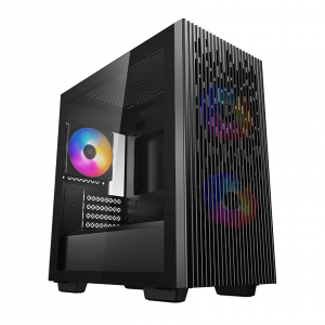 Case mATX Deepcool MATREXX 40 3FS, w/o PSU, 3x120mm tri-color LED , Tempered Glass, USB3.0, Black