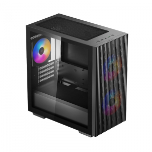 Case mATX Deepcool MATREXX 40 3FS, w/o PSU, 3x120mm tri-color LED , Tempered Glass, USB3.0, Black
