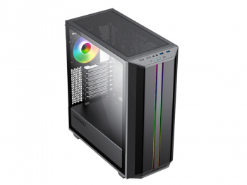 Case ATX GAMEMAX Precision COC, 1x120mm ARGB, 2xARGB Strips, Tempered Glass, 2xUSB 3.0, Black