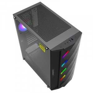 Case ATX GAMEMAX Diamond COC, 1x120mm ARGB, 1x140mm, LED strip, TG, USB3.0, Black 