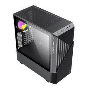 Case ATX GAMEMAX Contac COC, w/o PSU, 1x120 & 1x140mm ARGB fan, TG, 2xUSB 3.0, RGB HUB, Black/Grey