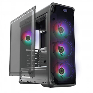 Case ATX GAMEMAX StarLight FRGB, w/o PSU, 4x120mm RGB fans,Fan controller,Transparent, USB3.0, Black