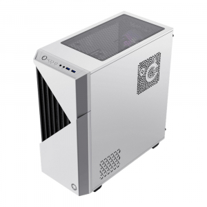 Case ATX GAMEMAX Contac COC, w/o PSU, 1x120 & 1x140mm ARGB fan, TG, 2xUSB 3.0, RGB HUB, White/Grey