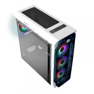 Case ATX GAMEMAX StarLight FRGB, w/o PSU, 4x120mm RGB fans,Fan controller,Transparent, USB3.0, White