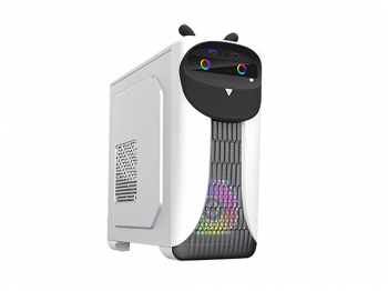 Case mATX GAMEMAX CUTE OWL, w/o PSU, 1x120mm ARGB & 1x80mm fans, USB3.0, Black/White