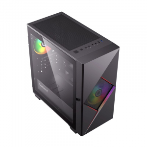 Case mATX GAMEMAX Cyclops, w/o PSU, 2x120mm ARGB fans, ARGB Hub, TG, Dust Filter, USB 3.0, Black/Red