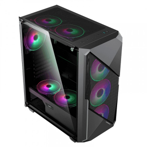 Case ATX GAMEMAX Revolt, w/o PSU, 4x120mm ARGB fans. ARGB HUB, TG, Dust Filter, USB 3.0, Black