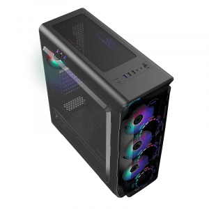 Case ATX GAMEMAX StarLight FRGB, w/o PSU, 4x120mm RGB fans,Fan controller,Transparent, USB3.0, Black