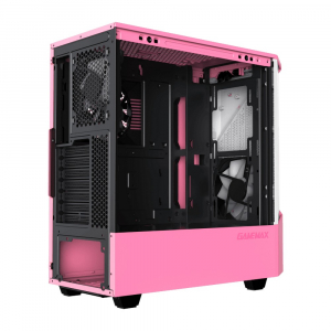 Case ATX GAMEMAX Contac COC, w/o PSU, 1x120 & 1x140mm ARGB fan, TG, 2xUSB 3.0, RGB HUB, Pink/Grey