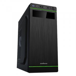 Case ATX 500W Sohoo 5907BG, 2xUSB2.0, Black-Green, ATX-500W-12cm
