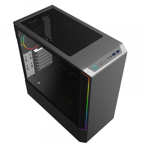 Case ATX GAMEMAX Panda T802, 1x120mm ARGB fan, 3xARGB LED strip, PWM/Rainbow HUB, USB3.0, TG, Black