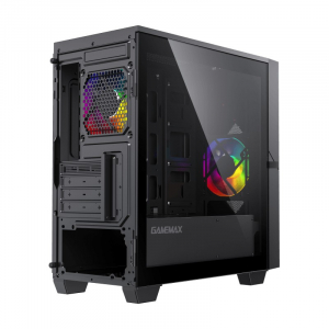 Case mATX GAMEMAX Cyclops, w/o PSU, 2x120mm ARGB fans, ARGB Hub, TG, Dust Filter, USB 3.0, Black/Red