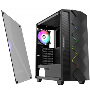 Case ATX GAMEMAX Diamond COC, 1x120mm ARGB, 1x140mm, LED strip, TG, USB3.0, Black 
