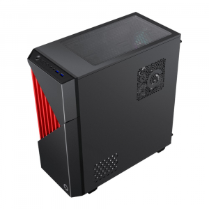 Case ATX GAMEMAX Contac COC, w/o PSU, 1x120 & 1x140mm ARGB fan, TG, 2xUSB 3.0, RGB HUB, Black/Red