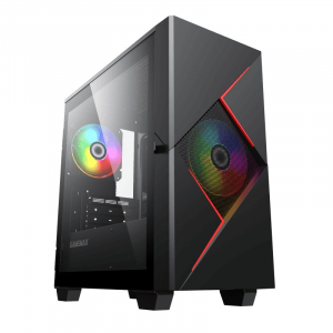 Case mATX GAMEMAX Cyclops, w/o PSU, 2x120mm ARGB fans, ARGB Hub, TG, Dust Filter, USB 3.0, Black/Red