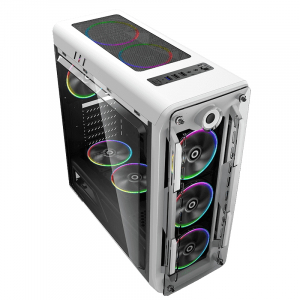 Case ATX GAMEMAX Optical, w/o PSU, 4x120mm ARGB  fans, Fan controller, Transparent, USB3.0, White