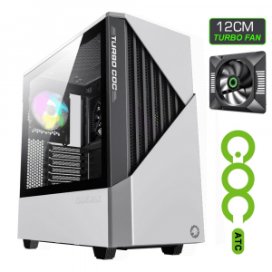 Case ATX GAMEMAX Contac COC, w/o PSU, 1x120 & 1x140mm ARGB fan, TG, 2xUSB 3.0, RGB HUB, White/Grey