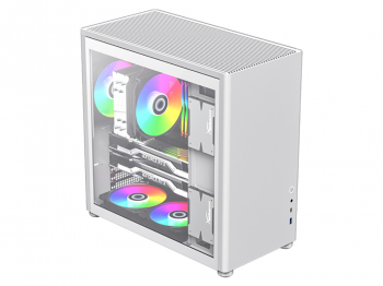 Case ATX GAMEMAX SPARK PRO, w/o PSU, 1xUSB3.0, 1xType-C, Dual Tempered Glass, White