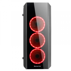 Case ATX Chieftec SCORPION II, w/o PSU, 4x120mm RGB Ring, 2xUSB3.0, 1xUSB2.0, 2xTemperd Glass, Black