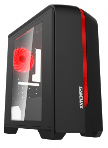 Case mATX GAMEMAX Centauri, w/o PSU, 1x120mm, Red LED, USB3.0, Side Window, Black/Red