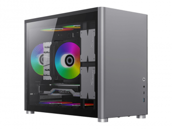 Case mATX GAMEMAX SPARK, w/o PSU, 1xUSB3.0, 1xType-C, Dual Tempered Glass, Gray