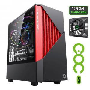 Case ATX GAMEMAX Contac COC, w/o PSU, 1x120 & 1x140mm ARGB fan, TG, 2xUSB 3.0, RGB HUB, Black/Red