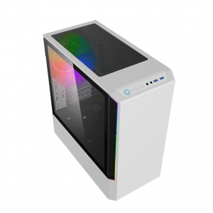 Case ATX GAMEMAX Panda T802, 1x120mm ARGB fan, 3xARGB LED strip, PWM/Rainbow HUB, USB3.0, TG, White