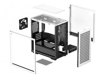 Case mATX Deepcool CH370, w/o PSU, 1x120mm, Tempered Glass, 2xUSB3.0, VGA&Headset holder, White