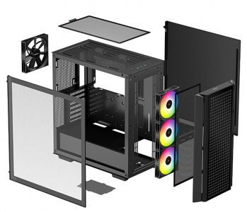 Case ATX Deepcool CG540, w/o PSU, 4x120mm (3xARGB fans), 2xTempered Glass, 2xUSB3.0, Black