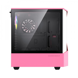 Case ATX GAMEMAX Contac COC, w/o PSU, 1x120 & 1x140mm ARGB fan, TG, 2xUSB 3.0, RGB HUB, Pink/Grey