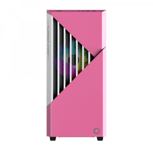 Case ATX GAMEMAX Contac COC, w/o PSU, 1x120 & 1x140mm ARGB fan, TG, 2xUSB 3.0, RGB HUB, Pink/Grey