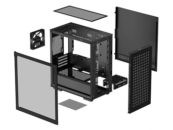 Case mATX Deepcool CH370, w/o PSU, 1x120mm, Tempered Glass, 2xUSB3.0, VGA&Headset holder, Black