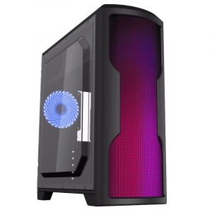 Case ATX GAMEMAX G562-RGB, w/o PSU, 1x120mm, Blue LED, 75 RGB LED Front Panel, USB3.0, Black