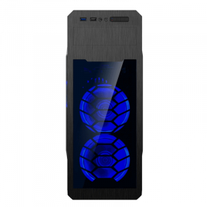 Case ATX GAMEMAX G563, w/o PSU, 3x120mm, Blue LED, Full Transparent panel, USB3.0, Black
