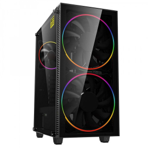 Case ATX GAMEMAX Aero, w/o PSU, 2x200mm & 1x120mm ARGB fans, PWM+ARGB Controller, 2xUSB 3.0, TG, RC